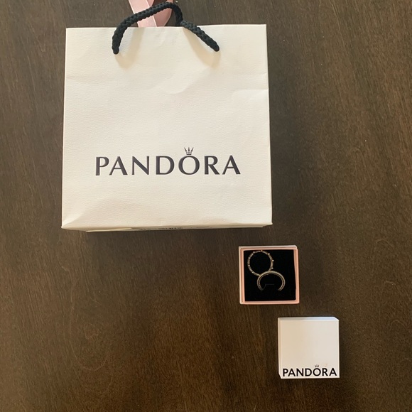 Pandora Sterling Silver Clear Sparkling Crown and Sparkle & Hearts Ring - Picture 1 of 3